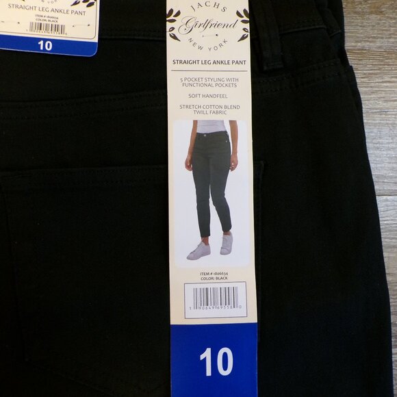 JACHS NEW YORK Women's Girlfriend Straight Leg Ankle Pant Black Sz: 6, 8, 10, 14 - Picture 9 of 13